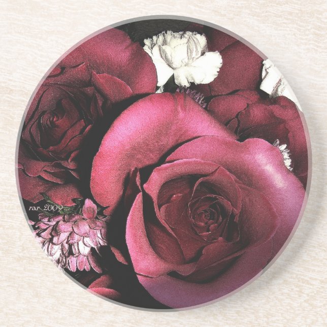 Roses des dessous de verre de nuit (Devant)