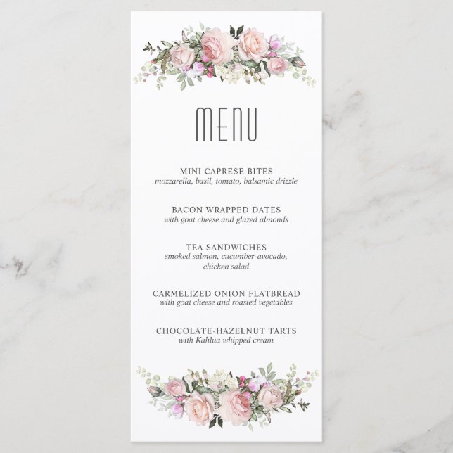 Roses d'été Floral déjeuner ou menu douche (Devant)