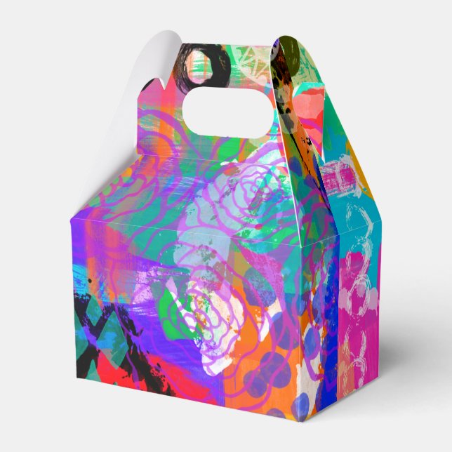 Roses Diamonds Digital Painting Splatters Party Favor Box (Front Side)