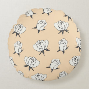 Roses Doodle: Simple Vintage Seamless. Round Pillow