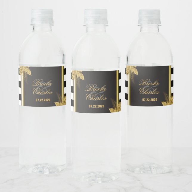 Roses d'or Art Déco, Étiquettes de bouteilles d'ea (Bouteilles)