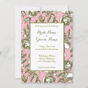 Roses d'or blanc sur invitation de mariage personn