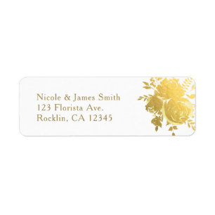 Roses d'or Faux Foil Elégant Mariage floral modern