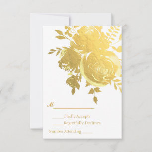 Roses d'or Faux Foil Elégant Mariage moderne RSVP
