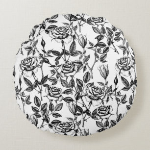 Roses drawing round pillow