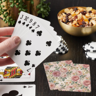 Roses Dusty Rose Elegant Charm Sage Green Gold Playing Cards