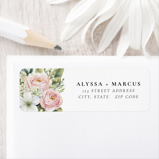 Roses en Blush Pink Floral Couple Names (En situation)
