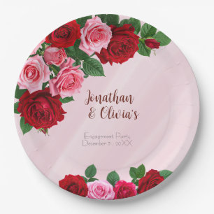 Roses Engagement Party Paper Plate
