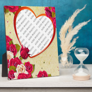 Roses et cadre cardiaque Ajouter votre plaque phot