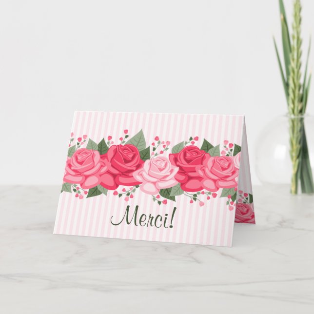 Roses et carte de note roses chics français de (Devant)