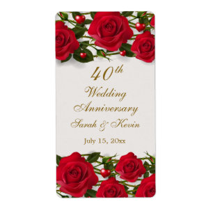 Roses et coeurs rouges 40e anniversaire de Mariage