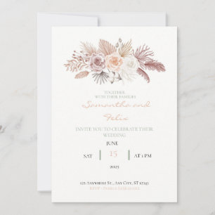 Roses et Faire-part de mariage Feuille séchés
