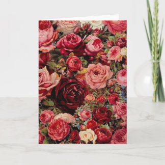 Roses et fleurs vides de carte de voeux