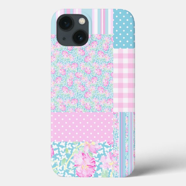 Roses et papillons, coque ipad Faux Patchwork (Verso)