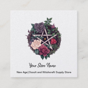Roses et Pentagram Carré Carte de visite