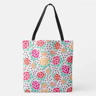 Roses et points - sac fourre-tout