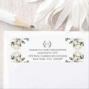 Roses et Romance Monogrammé Adresse de retour