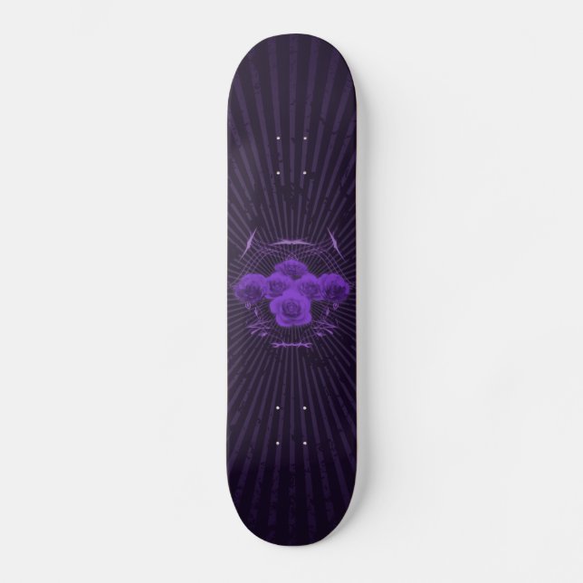 Roses et tribales violets : Skateboard personnalis (Recto)