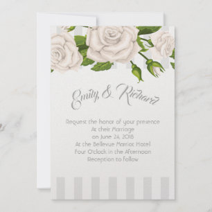 Roses faire-part de mariage blanches sur les bande