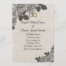 Roses faire-part de mariage en noir et blanc sur l