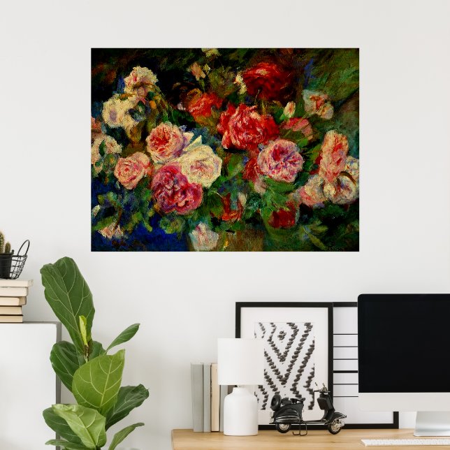 Roses, famous painting by Pierre Renoir, Poster (Home Office)