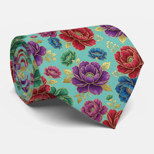 Roses Faux Silk Jewel Tone + Gold Gentleman's Tie
