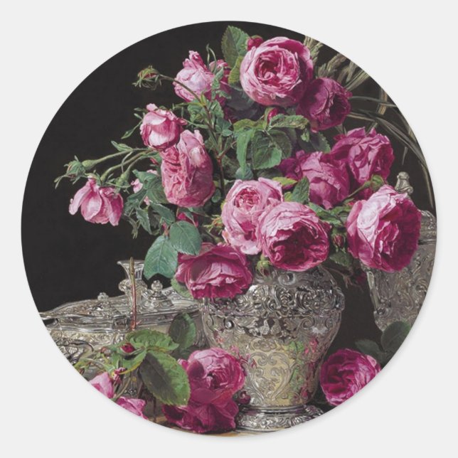 Roses - Ferdinand Georg Walmuller Classic Round Sticker (Front)
