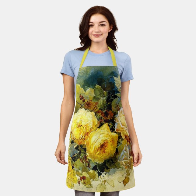 Roses, fine art painting, apron (Worn)