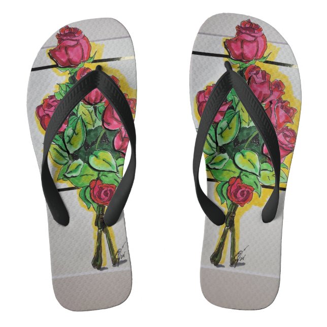 roses flip flops (Footbed)