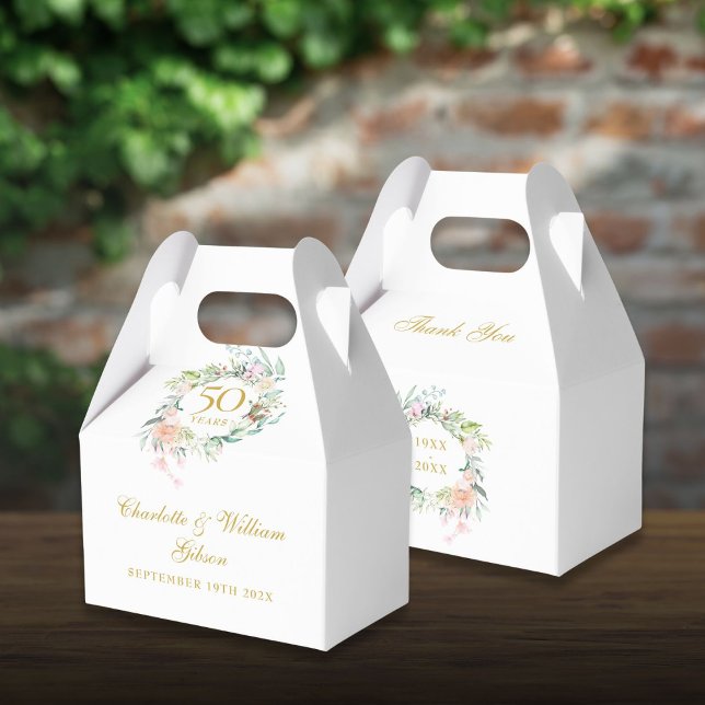 Roses Floral 50th Golden Wedding Anniversary Favor Box (Roses Floral 50th Golden Wedding Anniversary Favor Boxes)
