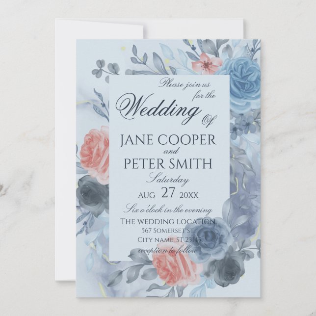 Roses floral arrangement Wedding Invitation (Front)
