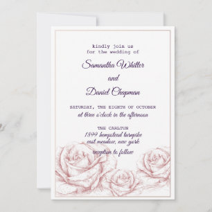 Roses Floral Beautiful Wedding Invitation Card