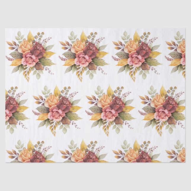 Roses floral Burgundy Pattern Antique Weddings Tissue Paper (Front)