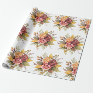 Roses floral Burgundy Pattern Antique Weddings Wrapping Paper