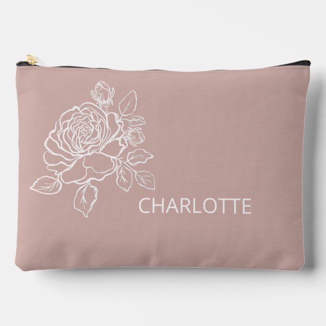 Roses  Floral Custom Name Accessory Pouch (Front)