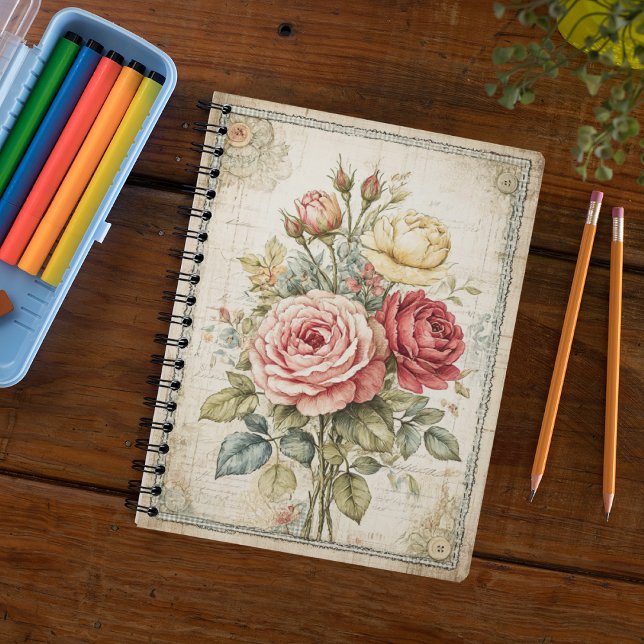 Roses Floral Cute Vintage Pattern  Notebook (Creator Uploaded)
