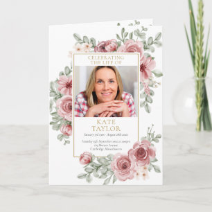 Roses Floral Funeral Order Of Service Program