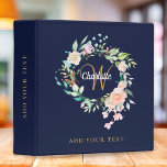 Roses Floral Gold Monogram Navy Blue Office School Binder<br><div class="desc">Pretty initial monogram binder,  featuring an elegant script name and initial that is framed by a delicate watercolor floral rose garland. Designed by Thisisnotme©</div>