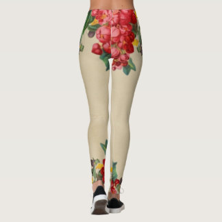 Roses floral green red Leggings lifewomenstyle