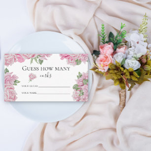 Roses floral - guess how many corks bridal game enclosure card