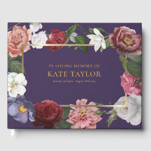 Roses Floral In Loving Memory Funeral Guest Book