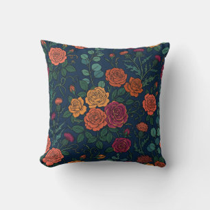 Roses Floral Japanese Ukiyo-E Pillow