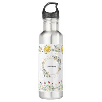 Roses floral personalized Water Bottle