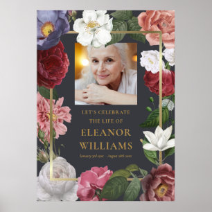 Roses Floral Photo Celebration of Life Sign