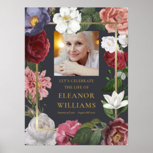 Roses Floral Photo Celebration of Life Sign