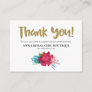 *~* ROSES FLORAL QR Logo THANK YOU Review AP8 Enclosure Card