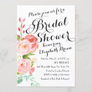 Roses floraux chic Invitation de douche nuptiale