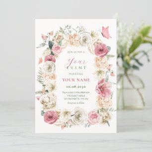Roses flower pastel watercolor invitation