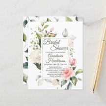 Roses flowers. Bridal Shower Invitation.