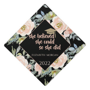 Roses Flowers Motivational Message  Graduation Cap Topper